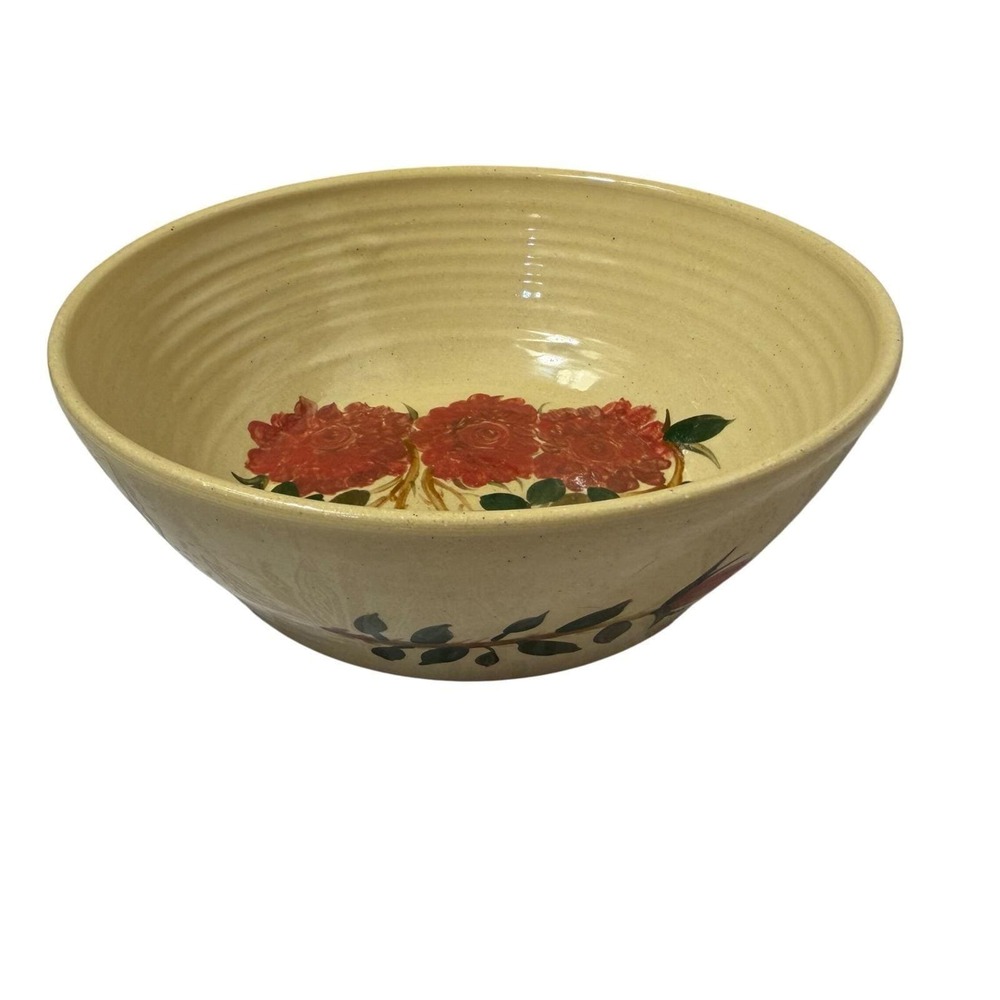 Graham Chriscoe Pottery Hand Thrown Floral Bowl 8.5" Studio Art Stoneware Signed